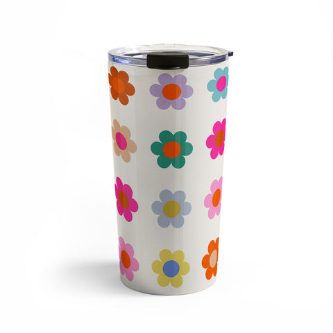 Daily Regina Designs Retro Floral Colorful Print Travel Mug