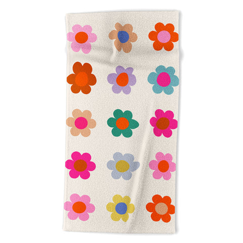 Daily Regina Designs Retro Floral Colorful Print Beach Towel