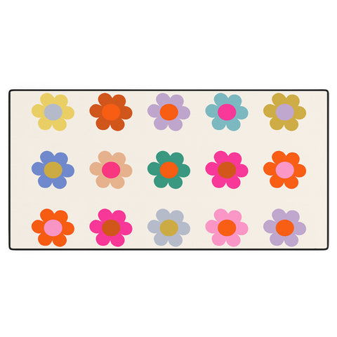 Daily Regina Designs Retro Floral Colorful Print Desk Mat