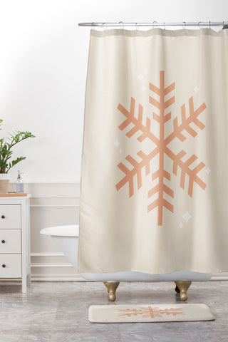 Daily Regina Designs Snowflake Boho Christmas Decor Shower Curtain And Mat