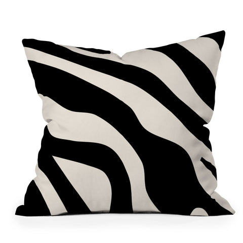 Daily Regina Designs Vintage Retro Abstract Black Outdoor Throw Pillow
