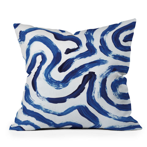 Dan Hobday Art Blue Minimal Outdoor Throw Pillow
