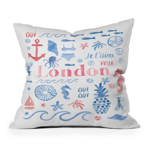 Dash and Ash Beach Collector London Outdoor Throw Pillow