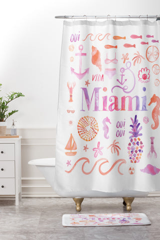Dash and Ash Beach Collector Miami Shower Curtain And Mat