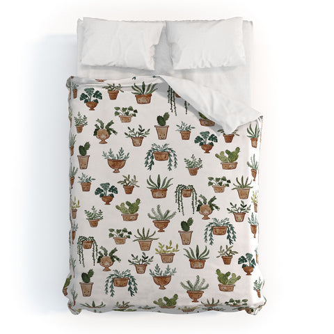 Dash and Ash Happy potted plants Duvet Cover