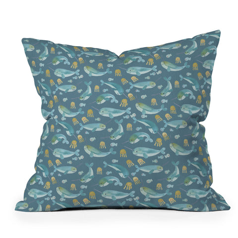 Dash and Ash Jelly Narwhal Outdoor Throw Pillow
