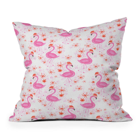 Dash and Ash Jolly Flamingo Outdoor Throw Pillow