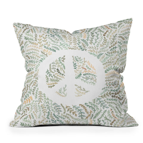 Dash and Ash Leaf Peace Outdoor Throw Pillow