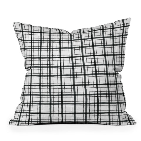 Dash and Ash Painted Plaid Outdoor Throw Pillow
