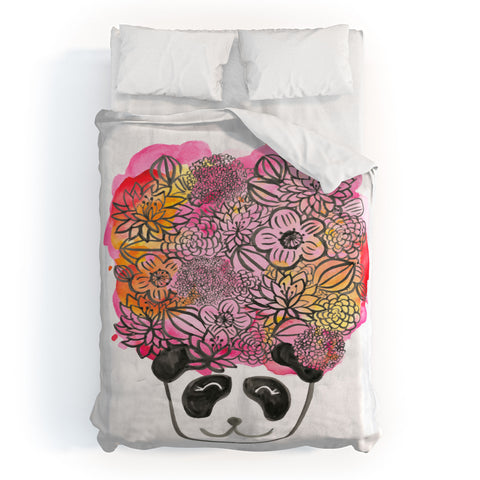 Dash and Ash Panda Flowers Duvet Cover