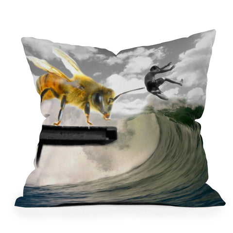 Deb Haugen Bee a surfer Outdoor Throw Pillow