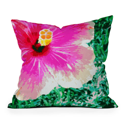 Deb Haugen Pink Hibiscus 2 Outdoor Throw Pillow