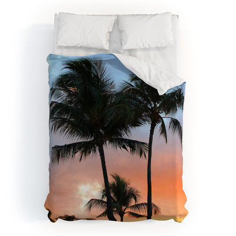Deb Haugen sunset palm Duvet Cover