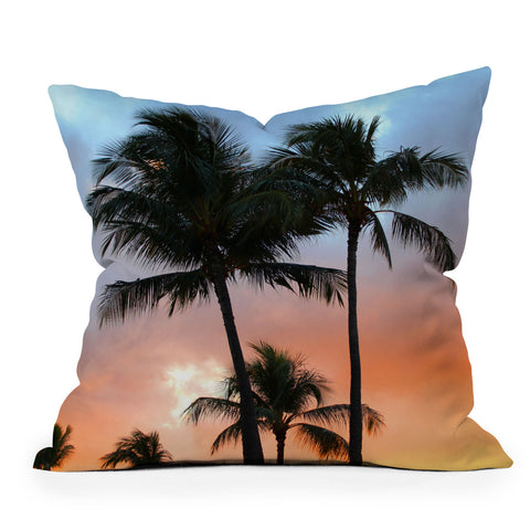 Deb Haugen sunset palm Outdoor Throw Pillow