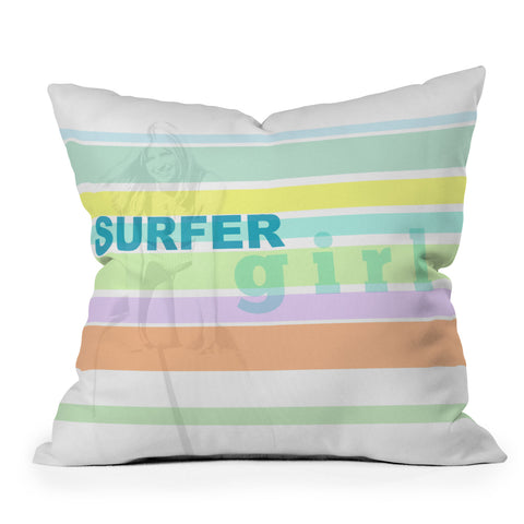 Deb Haugen Surfergirl Stripe Outdoor Throw Pillow