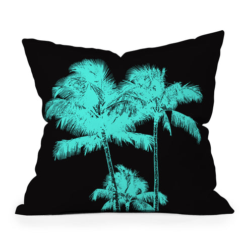 Deb Haugen turquoise palms Outdoor Throw Pillow
