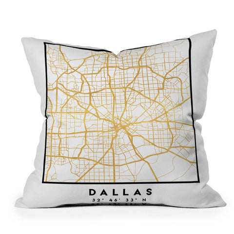 deificus Art DALLAS TEXAS CITY STREET MAP Outdoor Throw Pillow
