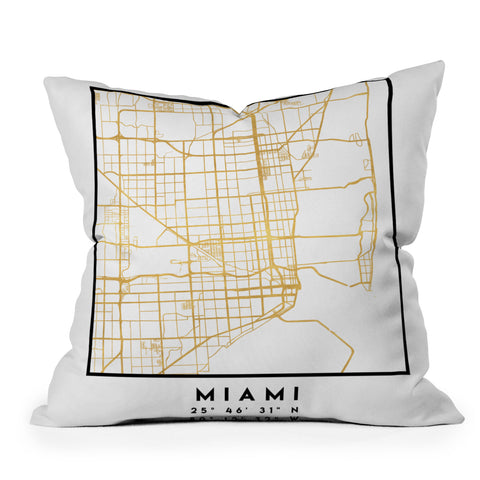 deificus Art MIAMI FLORIDA CITY STREET MAP Outdoor Throw Pillow
