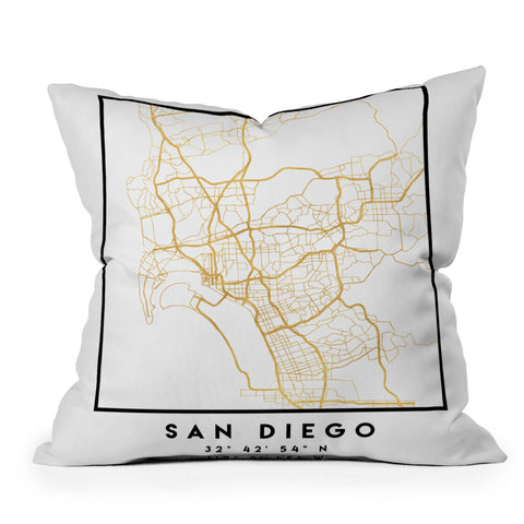 deificus Art SAN DIEGO CALIFORNIA CITY MAP Outdoor Throw Pillow