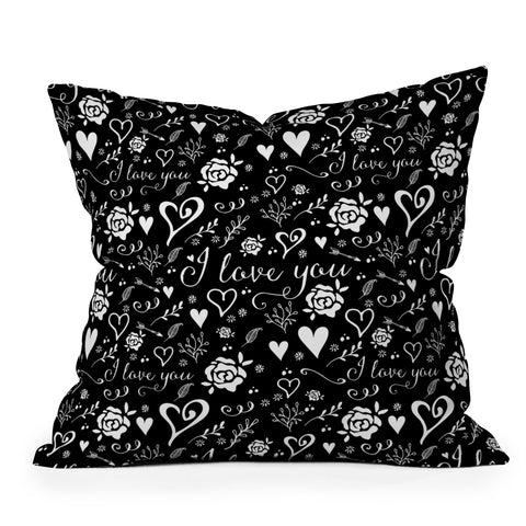 Deniz Ercelebi Black love Outdoor Throw Pillow