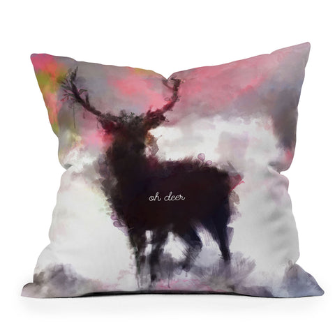 Deniz Ercelebi Deer mist Outdoor Throw Pillow