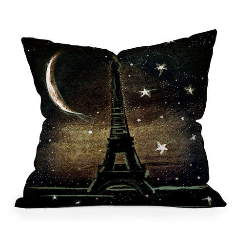 Deniz Ercelebi Paris Midnight Outdoor Throw Pillow