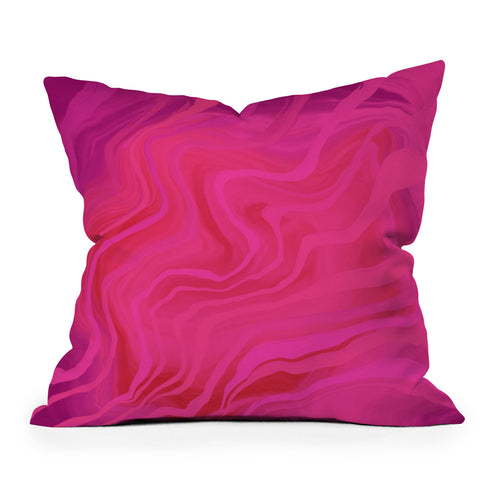 Deniz Ercelebi Pink and purple marble Outdoor Throw Pillow