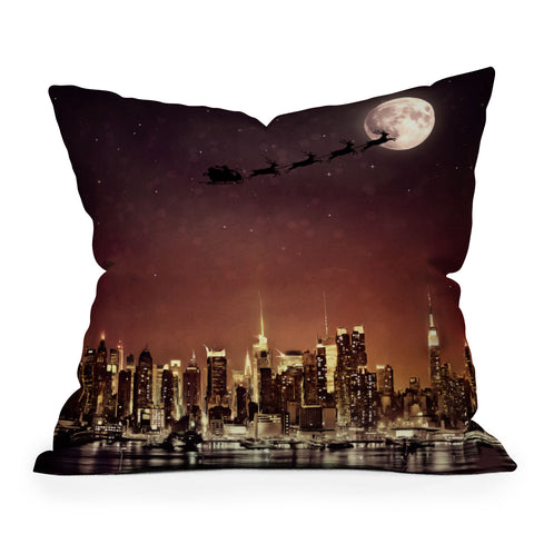 Deniz Ercelebi Santa in NYC Outdoor Throw Pillow