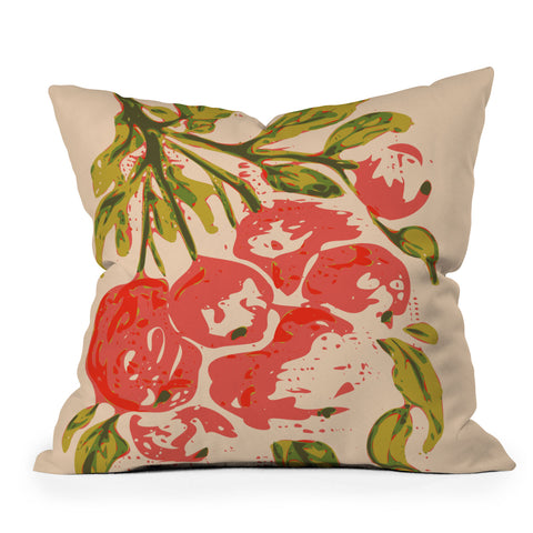 DESIGN d´annick Coral berries fall florals no1 Throw Pillow