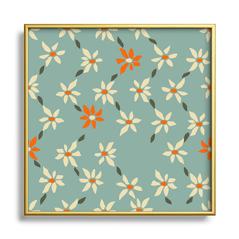 DESIGN d´annick Daily pattern Retro Flower No1 Square Metal Framed Art Print
