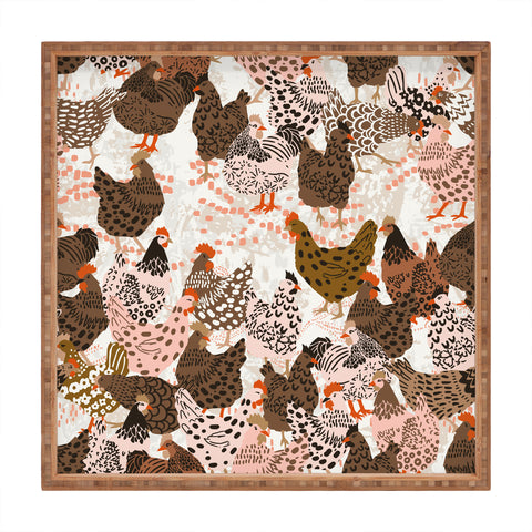 DESIGN d´annick Favorite chickens brown Square Tray