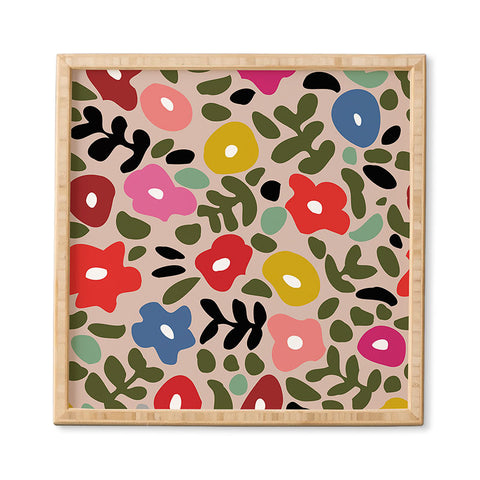 DESIGN d´annick Flower meadow in muted colours Framed Wall Art