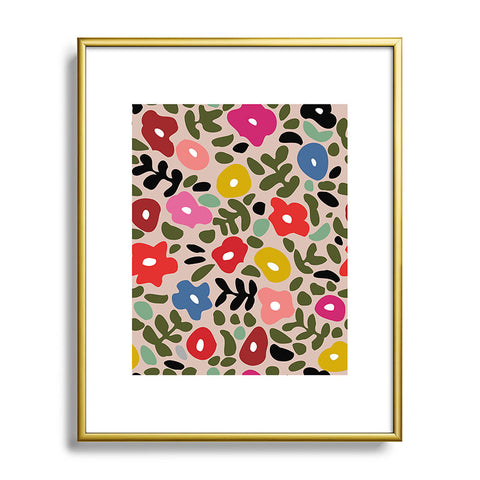 DESIGN d´annick Flower meadow in muted colours Metal Framed Art Print