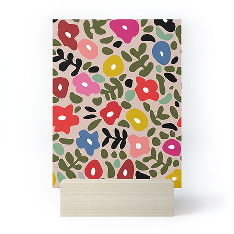 DESIGN d´annick Flower meadow in muted colours Mini Art Print