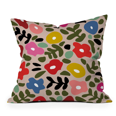 DESIGN d´annick Flower meadow in muted colours Outdoor Throw Pillow