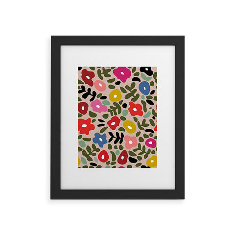 DESIGN d´annick Flower meadow in muted colours Framed Art Print