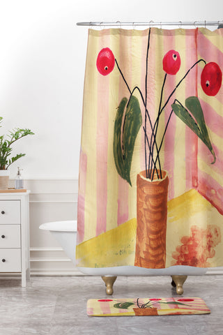 DESIGN d´annick Flowers in a vase 1 Shower Curtain And Mat