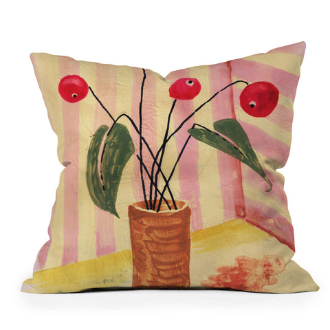 DESIGN d´annick Flowers in a vase 1 Outdoor Throw Pillow
