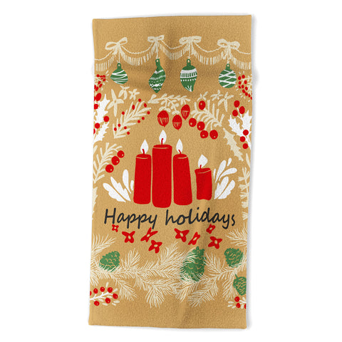 DESIGN d´annick happy holidays christmas greetings Beach Towel
