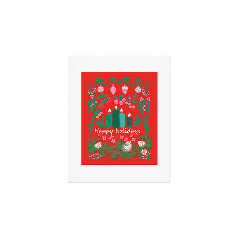 DESIGN d´annick happy holidays greetings folk Art Print