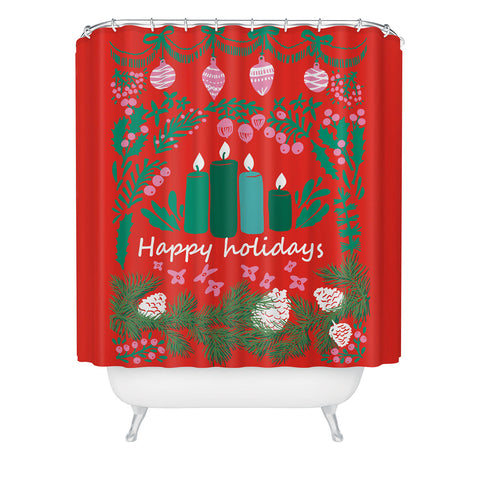DESIGN d´annick happy holidays greetings folk Shower Curtain