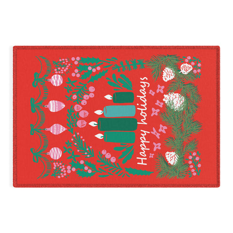 DESIGN d´annick happy holidays greetings folk Outdoor Rug