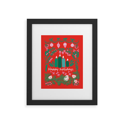 DESIGN d´annick happy holidays greetings folk Framed Art Print