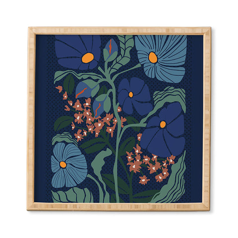 DESIGN d´annick Klimt flower dark blue Framed Wall Art