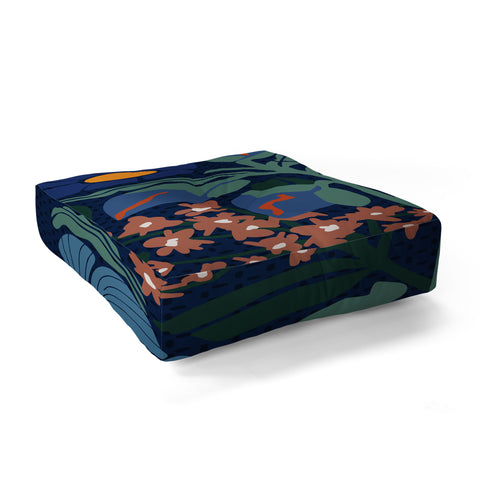 DESIGN d´annick Klimt flower dark blue Floor Pillow Square