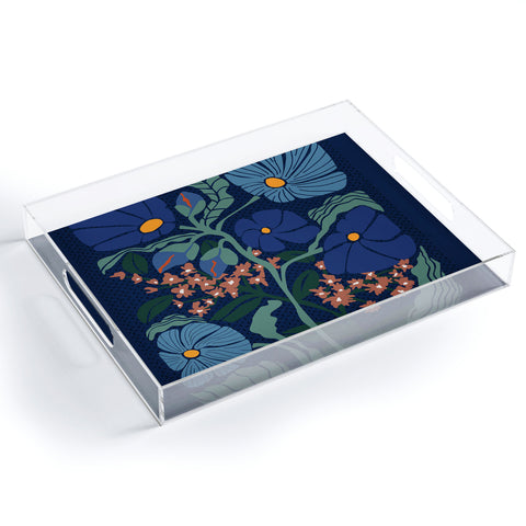 DESIGN d´annick Klimt flower dark blue Acrylic Tray