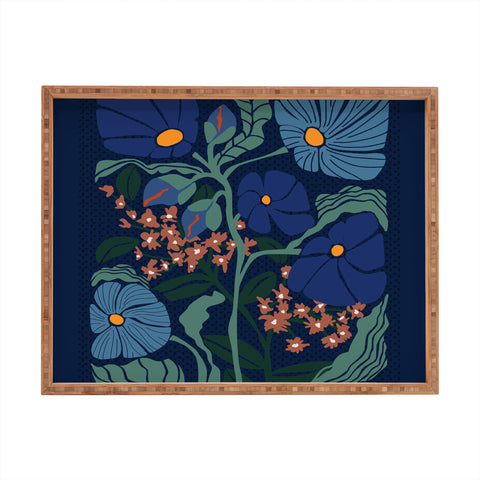 DESIGN d´annick Klimt flower dark blue Rectangular Tray