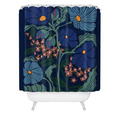 DESIGN d´annick Klimt flower dark blue Shower Curtain