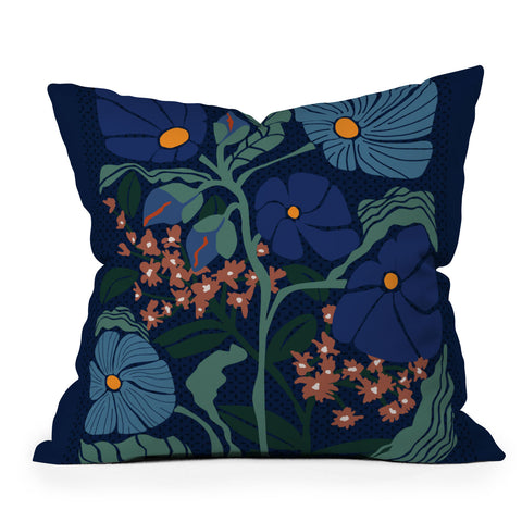 DESIGN d´annick Klimt flower dark blue Outdoor Throw Pillow