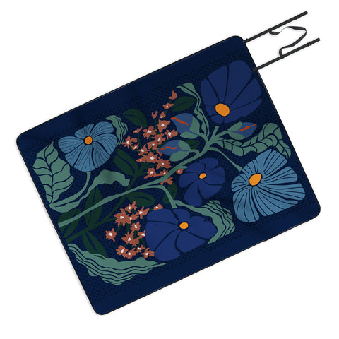 DESIGN d´annick Klimt flower dark blue Picnic Blanket